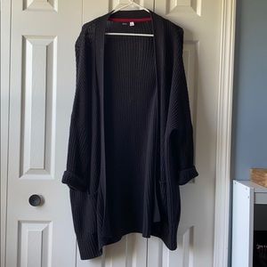 black knit oversized cardigan